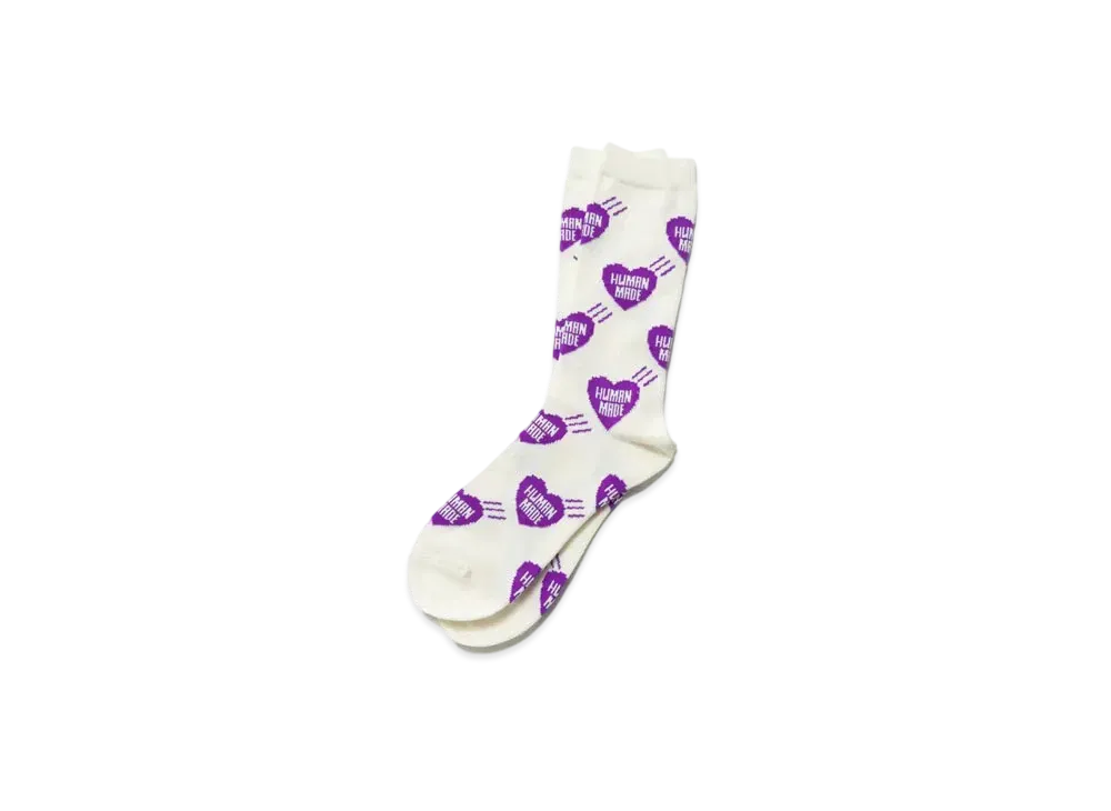 HUMAN MADE HEART PATTERN SOCKS "Purple"