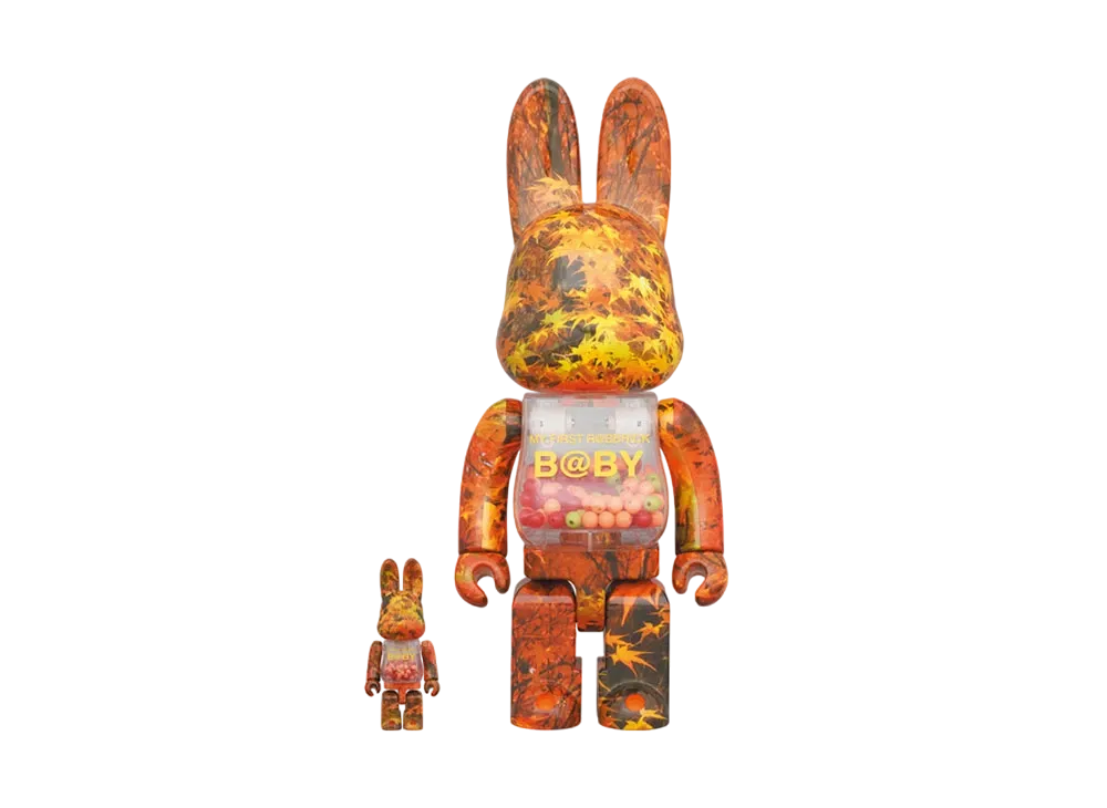 Bearbrick MY FIRST R@BBRICK B@BY 100% & 400% AUTUMN LEAVES Ver.