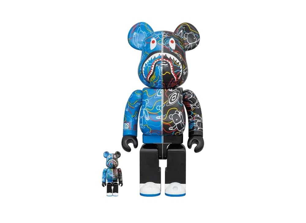 Bearbrick BAPE®︎ LINE CAMO SHARK 100% & 400%