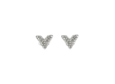 Louis Vuitton Studs Earrings Essential V Stras "Silver"