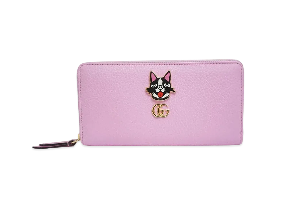 GUCCI GG Marmont Bosco Zip Around Wallet "Pink"