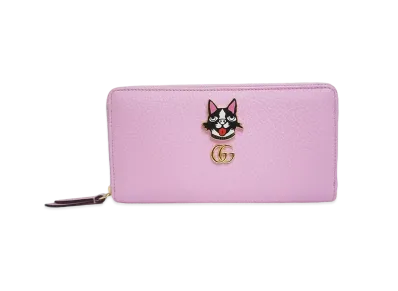 GUCCI GG Marmont Bosco Zip Around Wallet "Pink"
