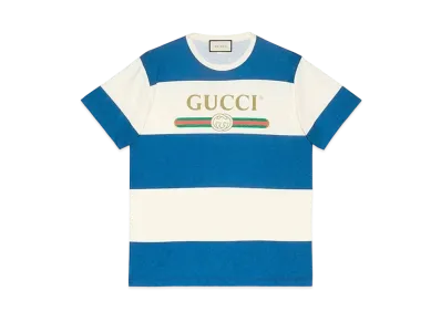 GUCCI Logo Stripe T-Shirt "Blue"