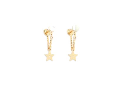 Dior Tribales Earrings Gold-Finish Metal with White Resin Pearls and White Crystals "Gold"