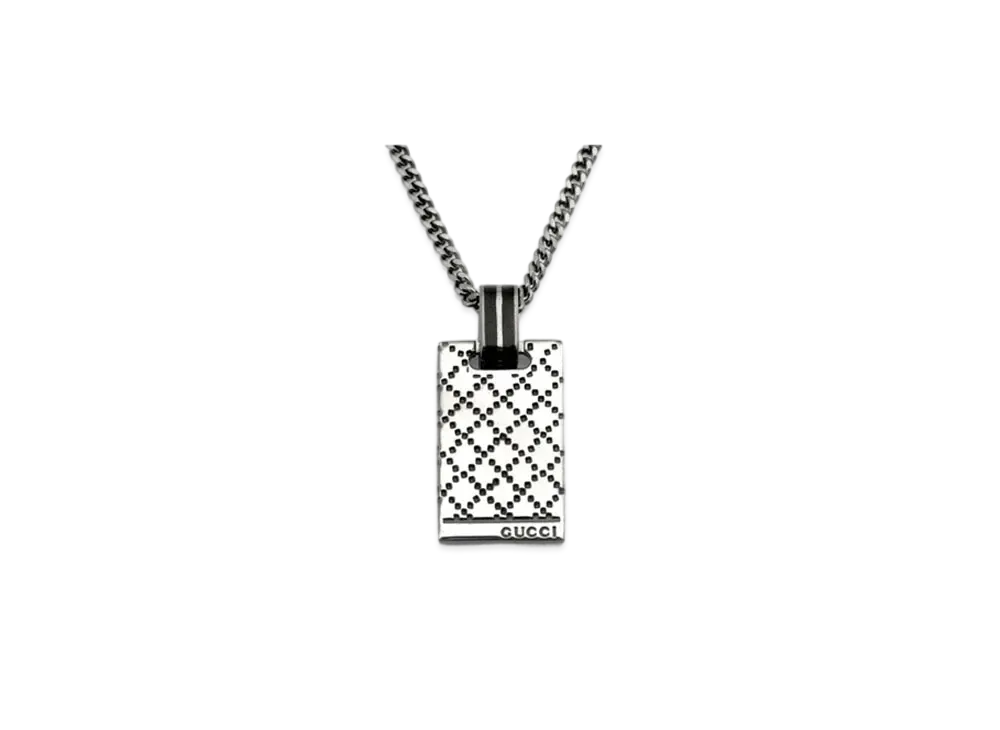 GUCCI Diamante Motif Necklace "Silver/Black"