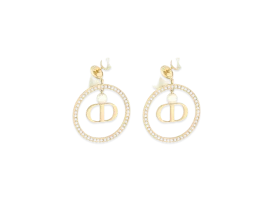 Dior Tribales Earrings Gold-Finish Metal With White Resin Pearls and White Crystals "Gold"