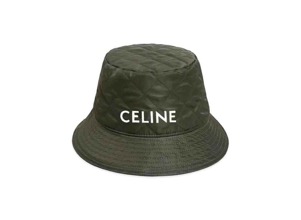 CELINE Quilting Bucket Hat Nylon Twill "Forest"
