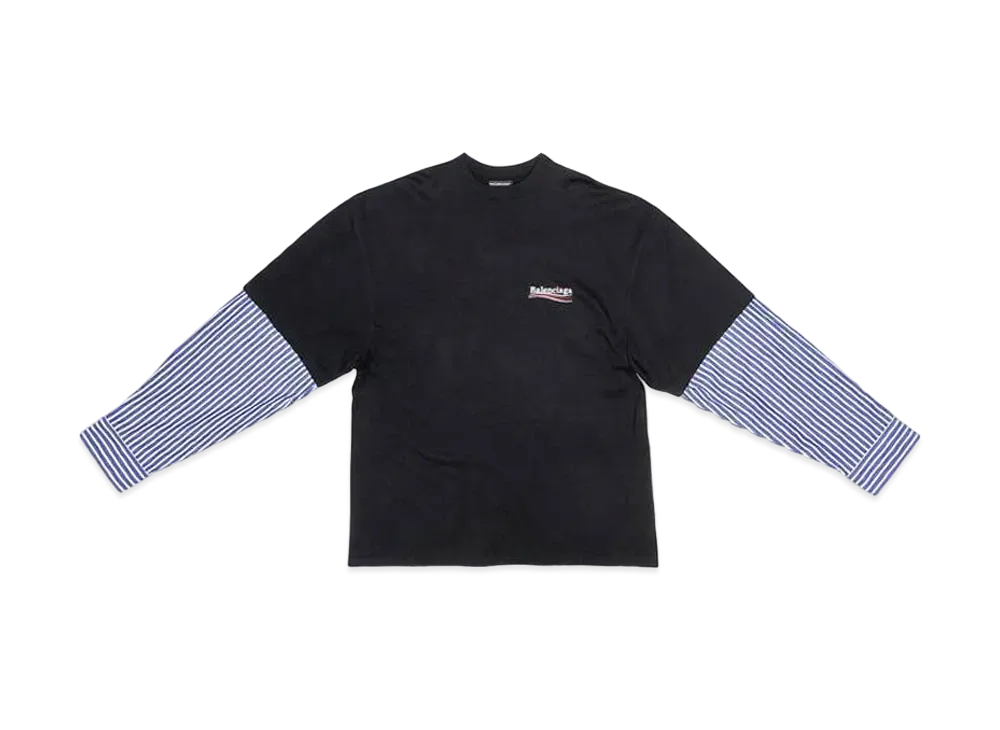 BALENCIAGA Political Campaign Layered T-Shirt In Black and White Vintage Jersey