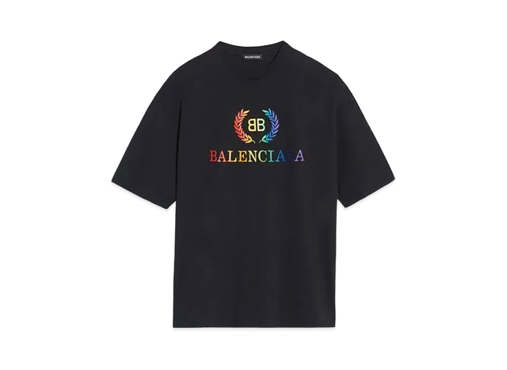 BALENCIAGA BB Rainbow Logo T-Shirt "Black"