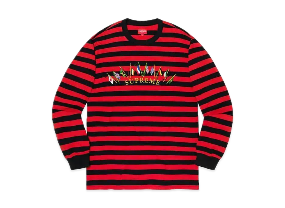 シュプリーム フラッグス L/S トップ "レッド ストライプ"