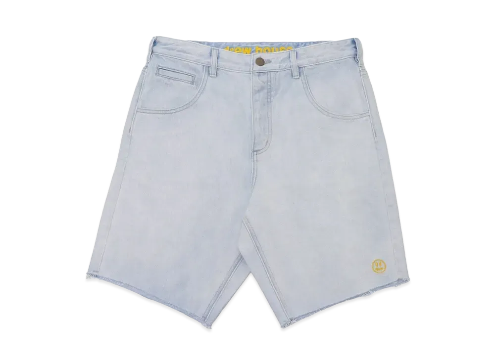 drew house theo patch denim shorts "Vintage Bleach Wash"