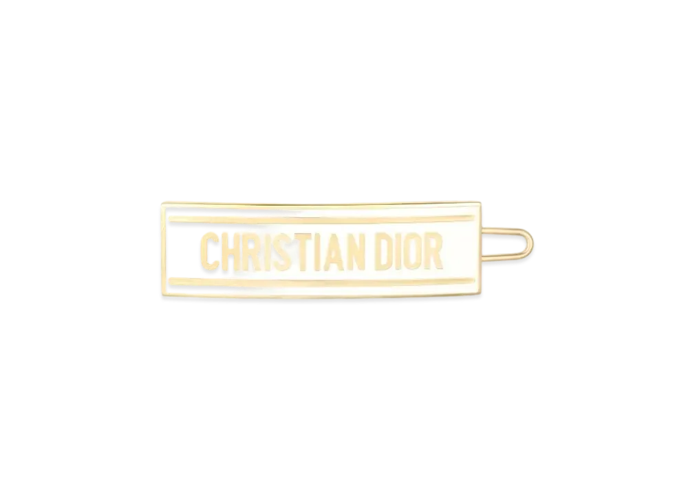 Dior DIOR-ID Barrette Logo Panel Metal & Lacquer "White"