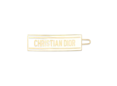 Dior DIOR-ID Barrette Logo Panel Metal & Lacquer "White"