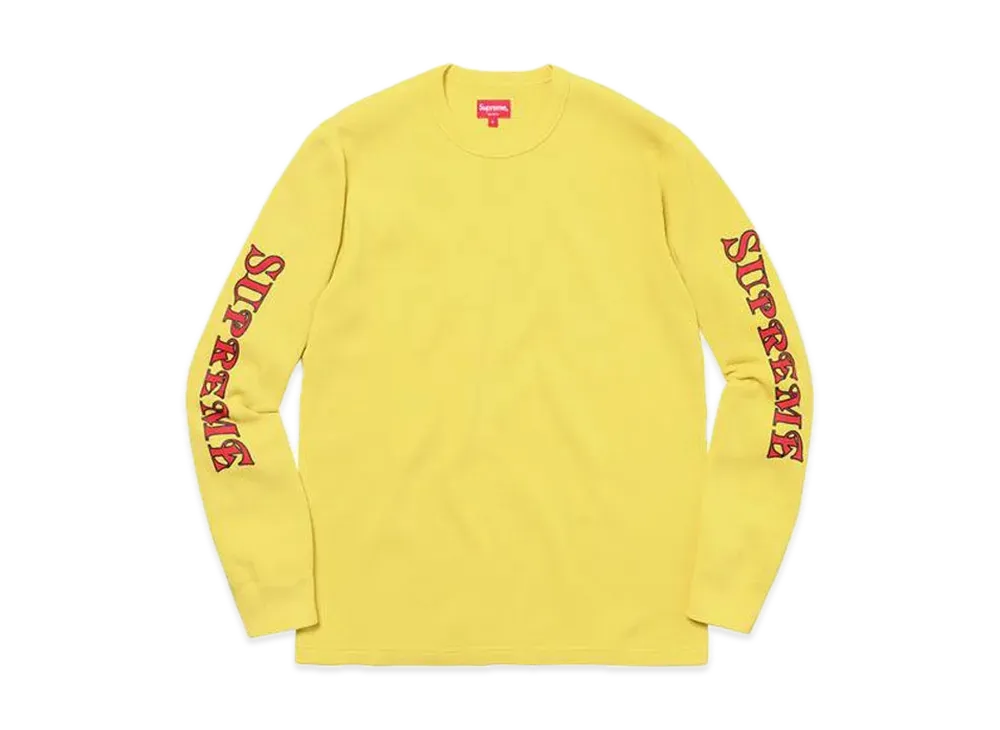 Supreme Sleeve Logo Waffle Thermal "Pale Yellow"