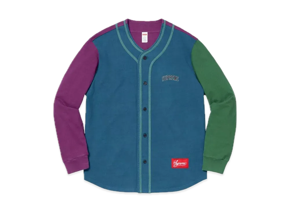 Supreme Color Blocked Baseball Top "Navy"