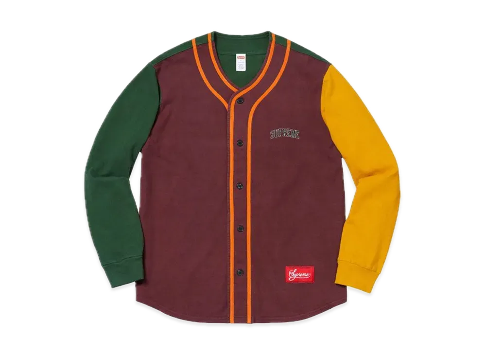 Supreme Color Blocked Baseball Top "Burgundy"