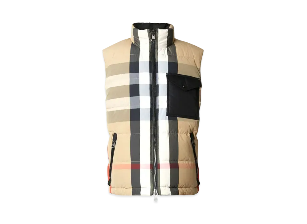 Burberry Reversible Check Nylon Puffer Gilet "Archive Beige/Black"
