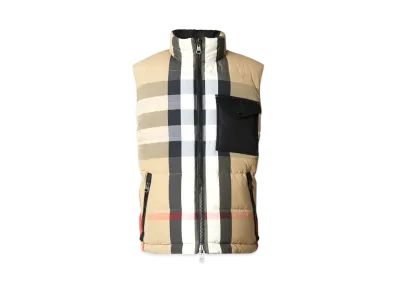 Burberry Reversible Check Nylon Puffer Gilet "Archive Beige/Black"