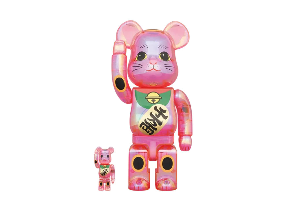 Bearbrick Maneki Neko Pink Transparent Plating 100% & 400%
