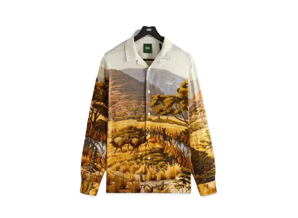 Kith x AMNH Landscape Long Sleeve Camp Collar Shirt "White"