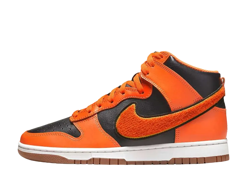Nike Dunk High University Chenille Swoosh "Black/Orange"