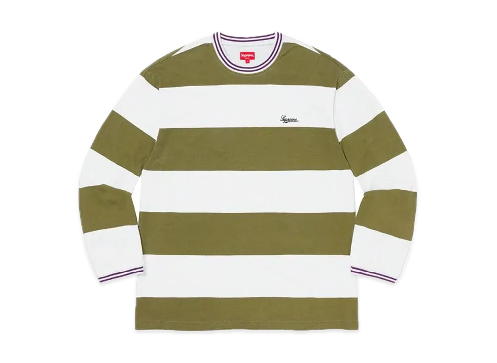 Supreme Printed Stripe L/S Top "Light Olive"