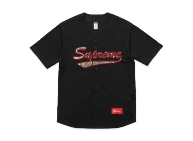 Supreme Snake Script Logo Baseball Jersey "Black"