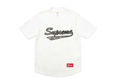 Supreme Snake Script Logo Baseball Jersey "White"