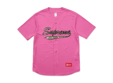 Supreme Snake Script Logo Baseball Jersey "Pink"