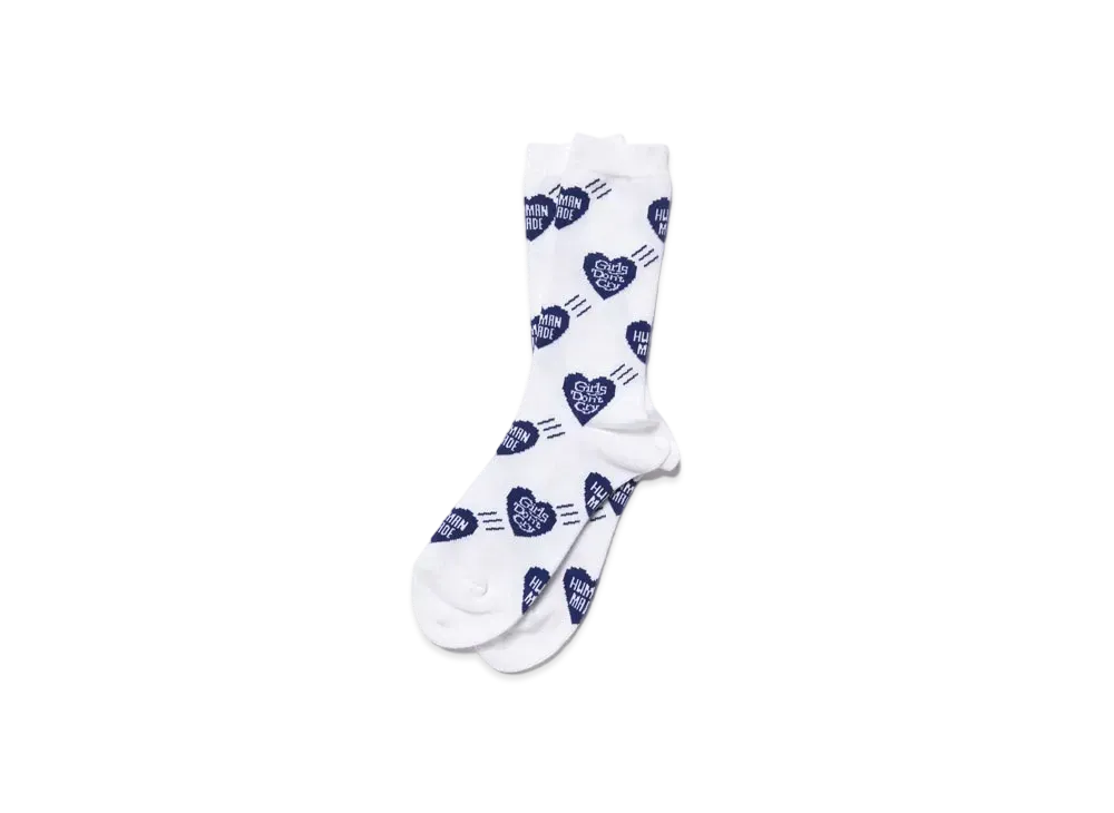 HUMAN MADE Girls Don't Cry at HUMAN MADE 1928 Heart Pattern Socks GDC "White" / VERDY