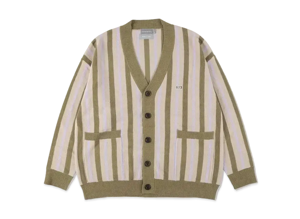 WIND AND SEA x NESTWELL Stripe Cardigan "Olive/Charcoal"