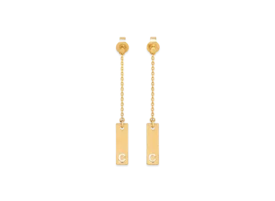 CELINE Celine Tag Earrings In Brass With Gold Finish "Gold"