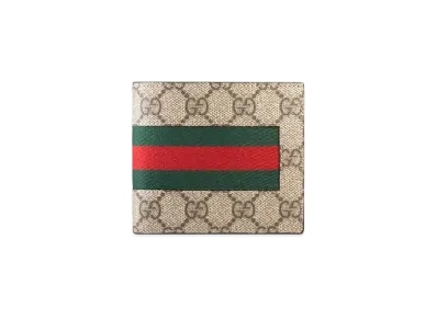 GUCCI GG Supreme New Web Coin Wallet "Beige"