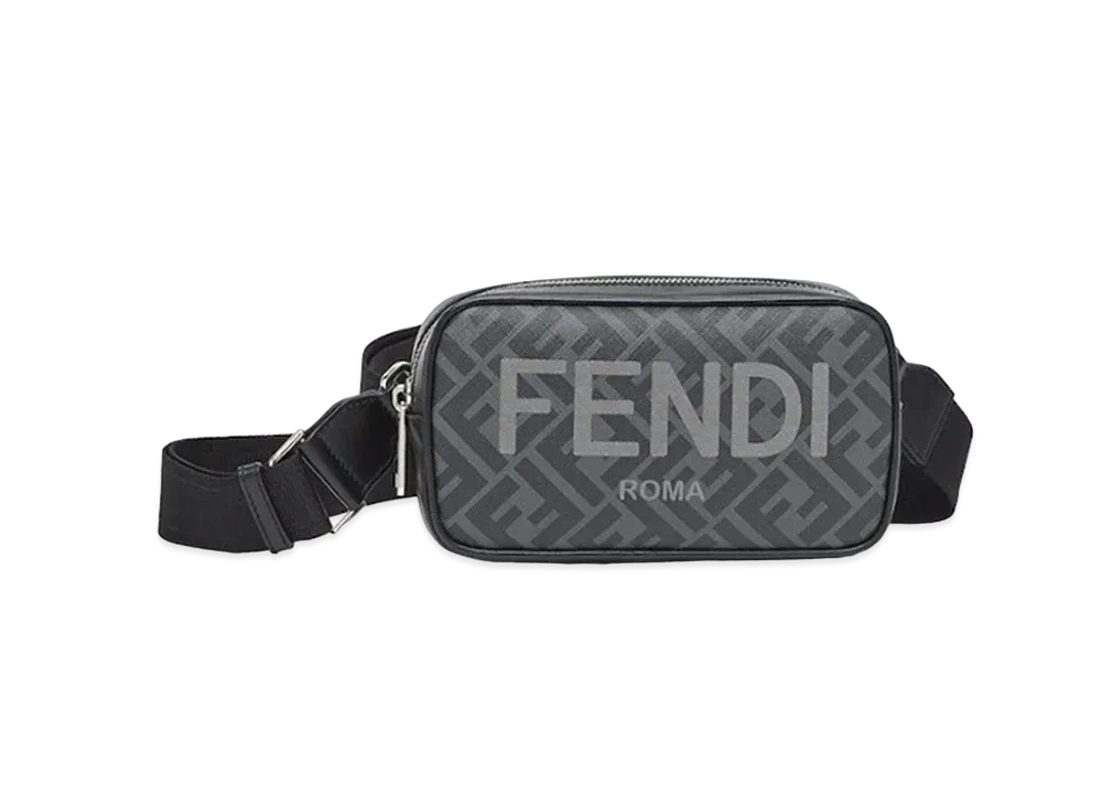 FENDI Small Camera Case Black FF Fabric Bag "Black"