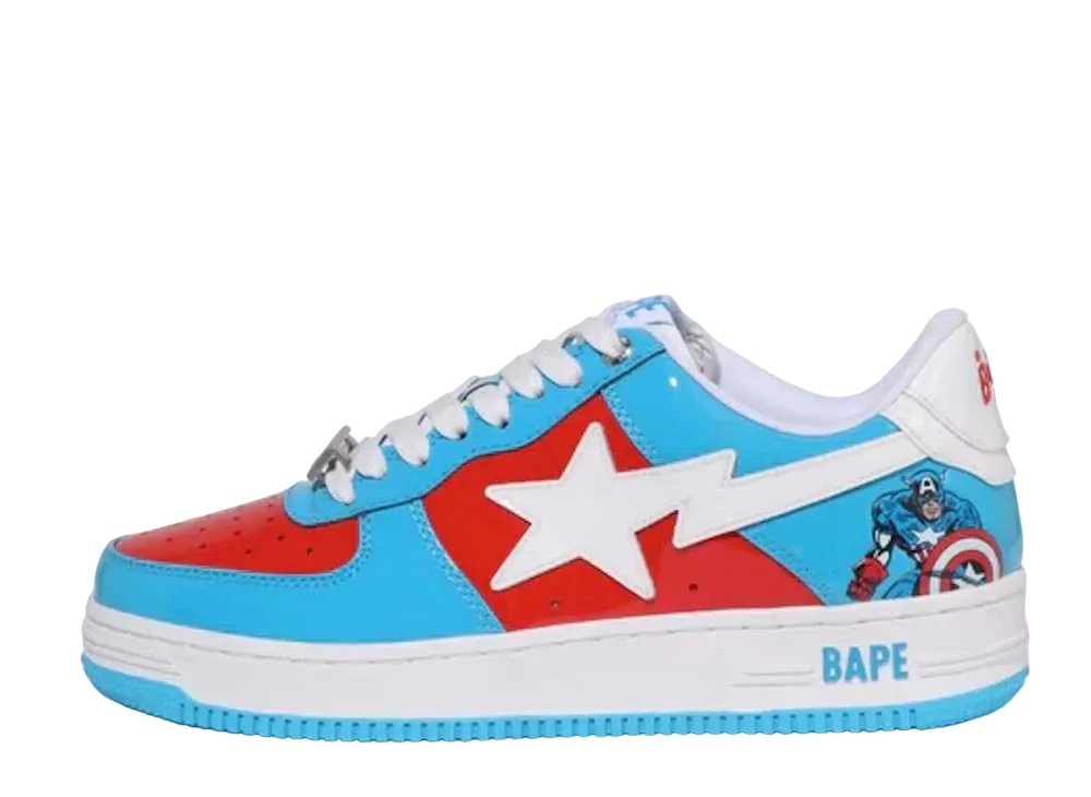 Marvel Comics × A BATHING APE®︎ BAPE STA Low "Captain America" (2022)
