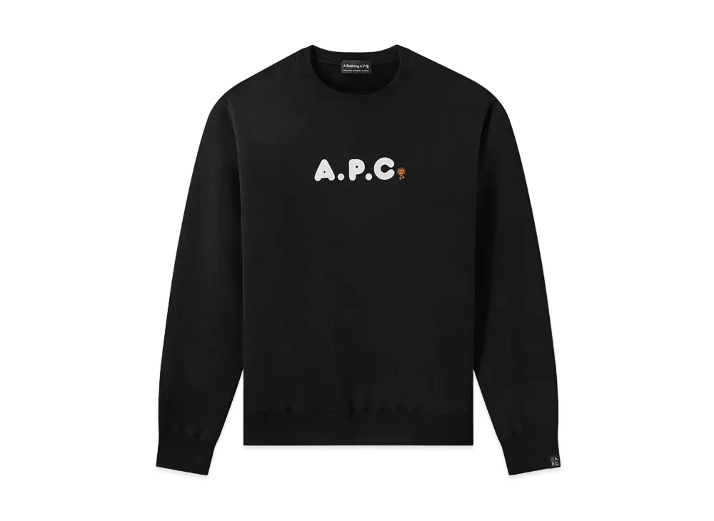 A BATHING APE x APC MILO ON APC WIDE CREWNECK "Black"