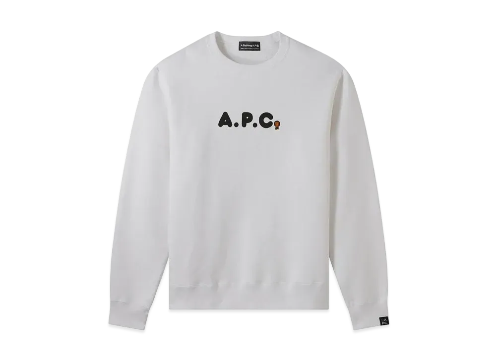 A BATHING APE x APC MILO ON APC WIDE CREWNECK "White"
