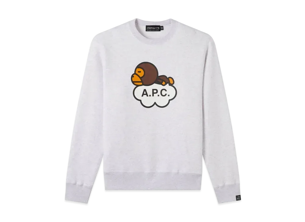 A BATHING APE x APC MILO WIDE CREWNECK "Grey"