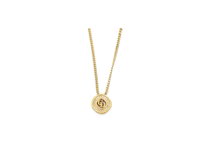 Dior CD Logo Rhinestone Necklace "Gold"