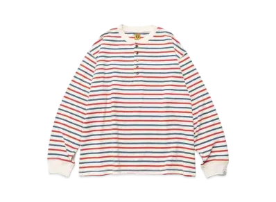 HUMAN MADE STRIPED HENLEY NECK L/S T-SHIRT "Navy"