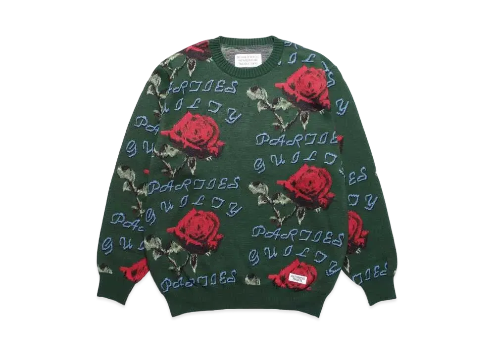 WACKO MARIA Rose Jacquard Sweater "Green"