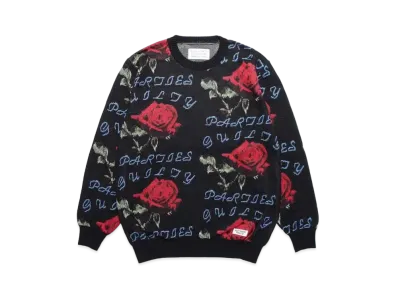 WACKO MARIA Rose Jacquard Sweater "Black"