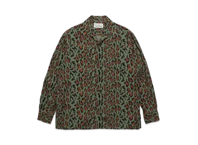 WACKO MARIA Leopard Open Collar Shirt "Green"