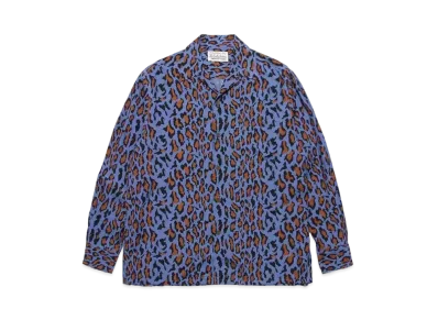 WACKO MARIA Leopard Open Collar Shirt "Blue"