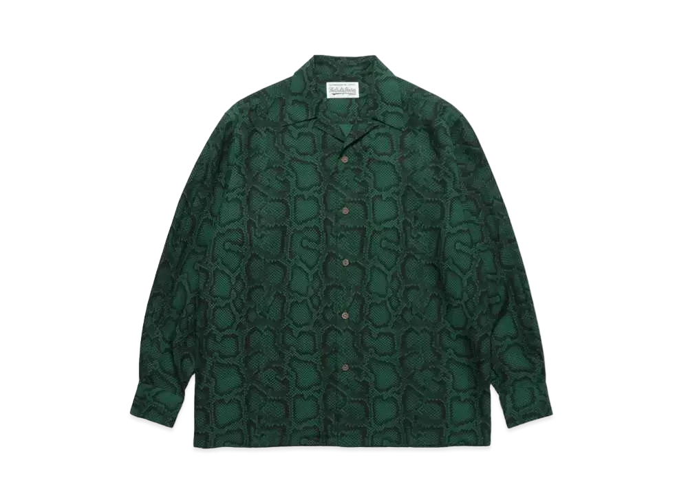 WACKO MARIA Python Open Collar Shirt "Dark Green"