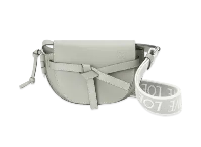 LOEWE Mini Gate Dual Bag In Soft Calfskin And Jacquard "Ash Grey"