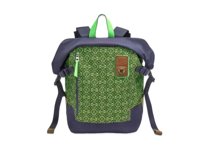 LOEWE Roll-top Backpack In Anagram Jacquard And Nylon "Apple Green/Deep Navy"