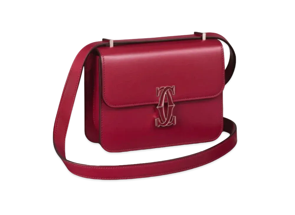 Cartier Shoulder Bag, Nano, Double C De Cartier "Cherry Red/Gold"