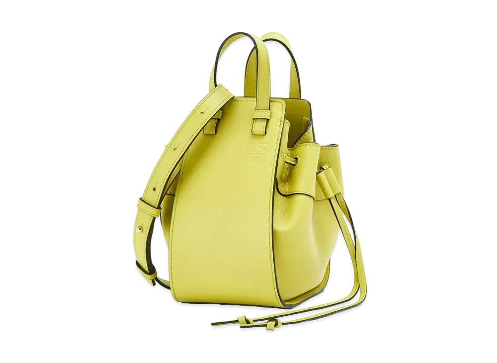 LOEWE Mini Hammock Drawstring In Classic Calfskin "Lime Yellow"