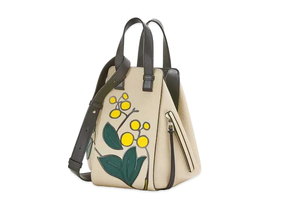 LOEWE Herbarium Small Hammock Bag In Soft Grained Calfskin "Light Oat"